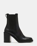 DALEY Black Leather Block Heel Chelsea Women's Ankle Boot | Steve Madden