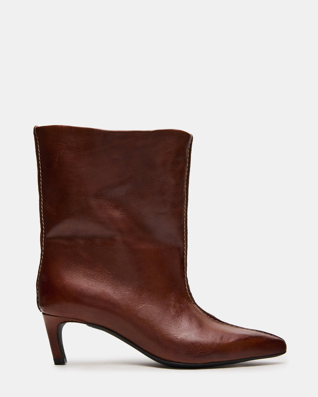 DANIKA Cognac Leather Pointed-Toe Women's Ankle Boot | Steve Madden