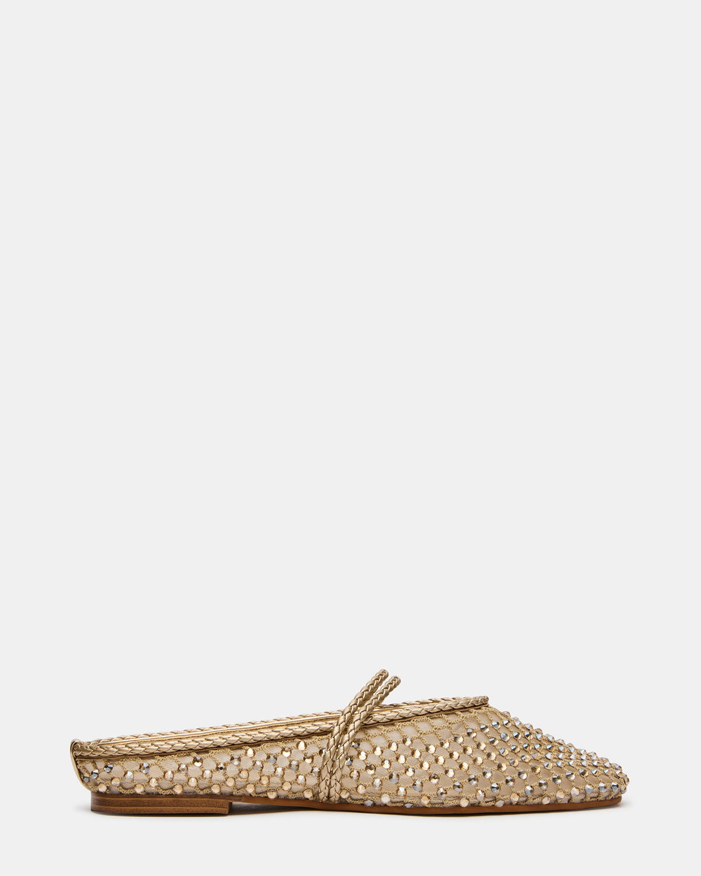 ENNIE Gold Leather Rhinestones Mary Jane Mule Slip-On Women's Flat | Steve Madden