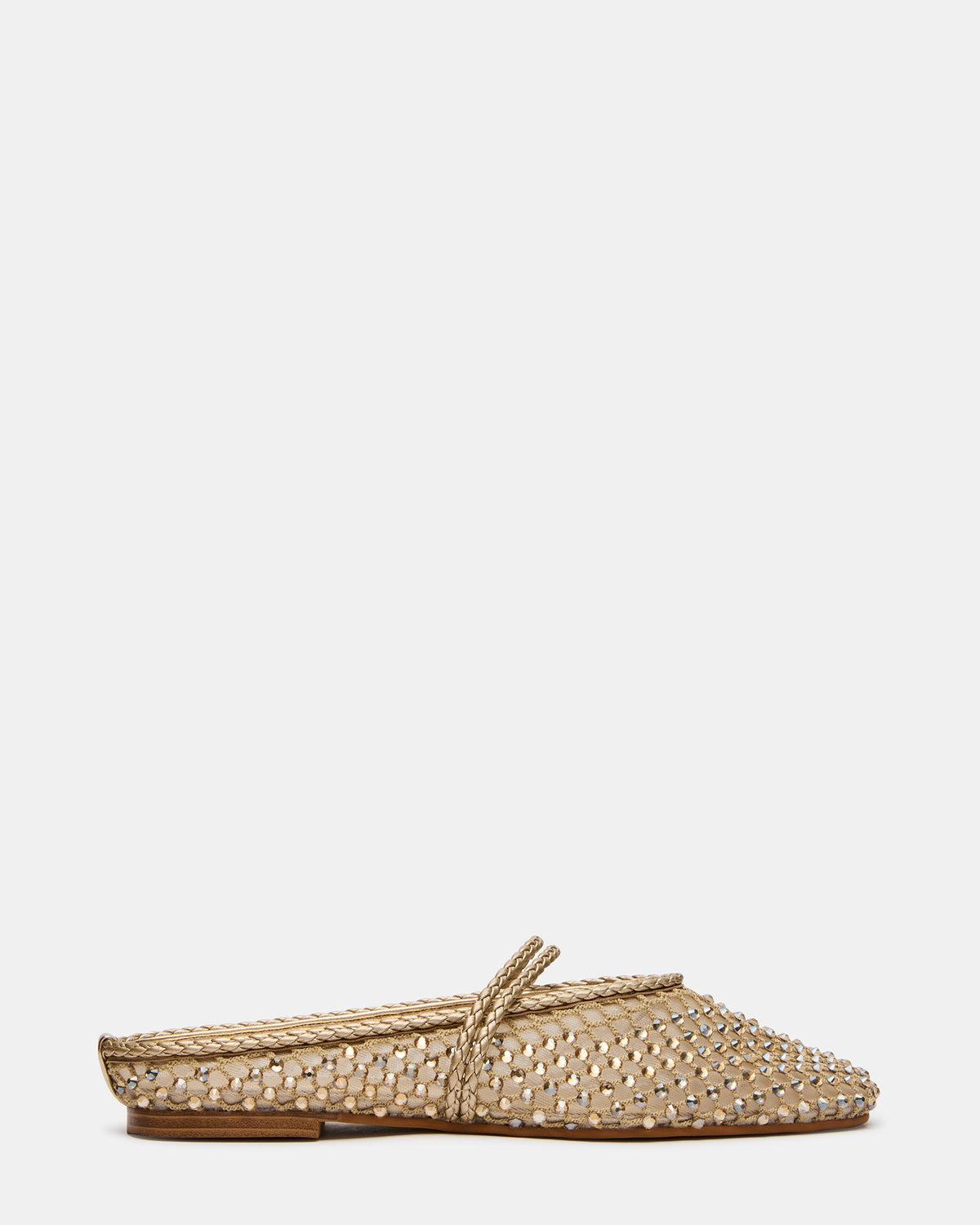 ENNIE Gold Leather Rhinestones Mary Jane Mule Slip-On Women's Flat | Steve Madden