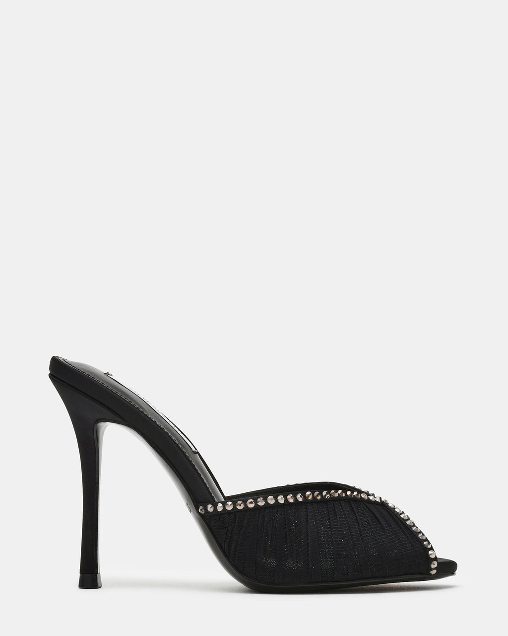 PALAZZO Black Mesh Peep-Toe Mule Stiletto Women's Heel | Steve Madden