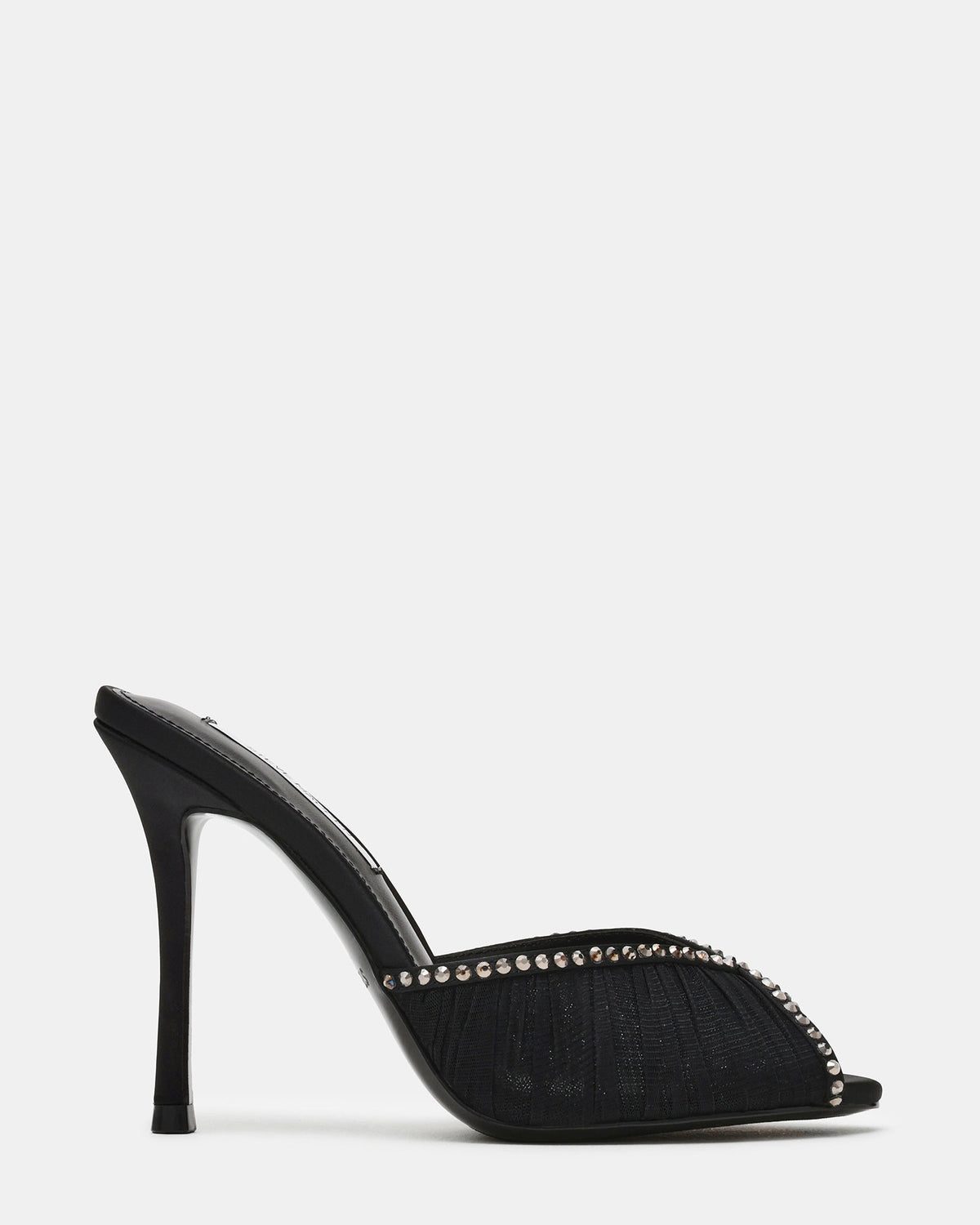 PALAZZO Black Mesh Peep-Toe Mule Stiletto Women's Heel | Steve Madden