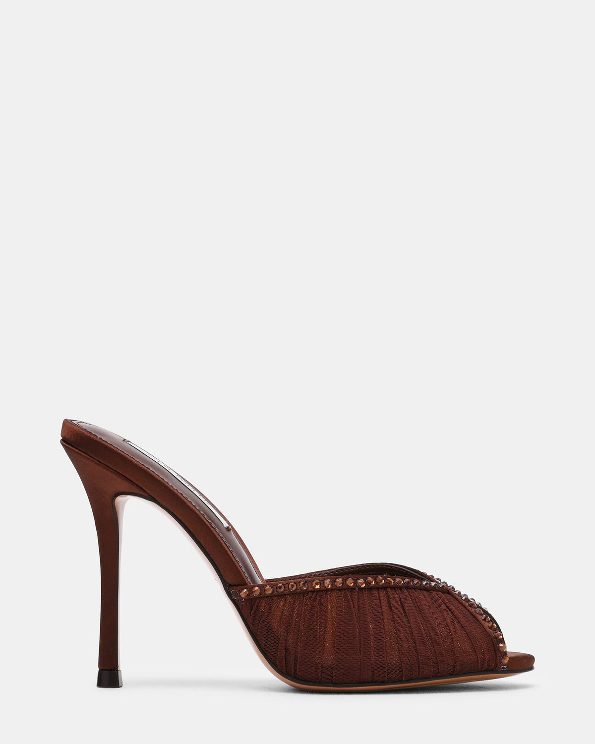 PALAZZO Brown Mesh Peep-Toe Mule Stiletto Women's Heel | Steve Madden