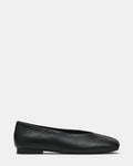 PASHA Black Leather Square-Toe Women's Ballet Flat | Steve Madden