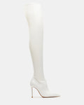 PEGASUS White Patent Over-The-Knee Pointed-Toe Stiletto Women's Boot | Steve Madden