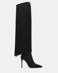PROVOQUE Black Fringe Over-The-Knee Pointed-Toe Women's Stiletto Boot | Steve Madden