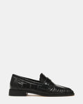 RONIE Black Eel Scrunched Women's Loafer | Steve Madden