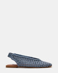RUMI Blue Leather Woven Slingback Round-Toe Women's Flat | Steve Madden