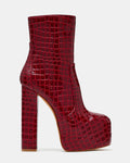 SENARA Red Crocodile Platform Block Heel Women's Ankle Boot | Steve Madden
