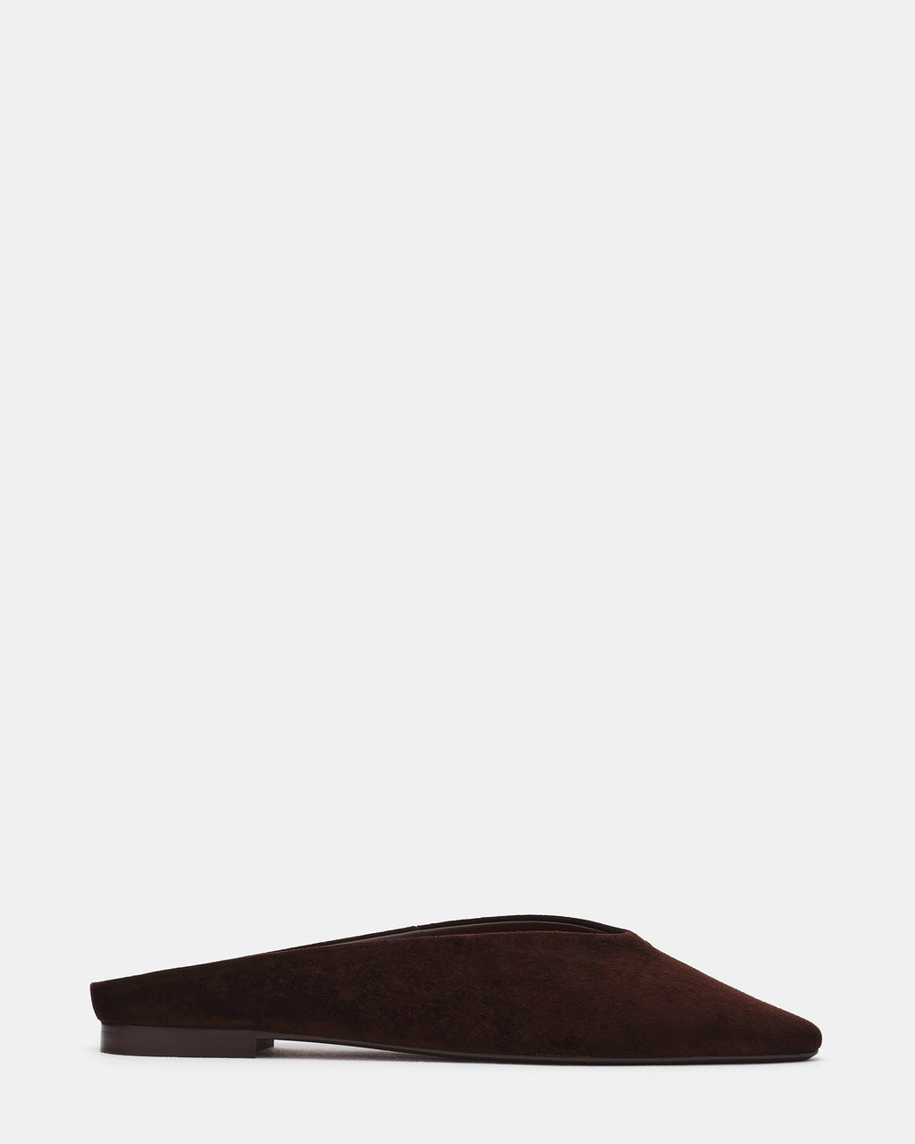 SHERMAN Brown Suede Slip-On Mule Almond-Toe Women's Flat | Steve Madden