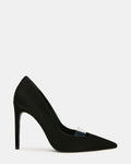 SILVANA Black Nubuck Pointed-Toe Pump Stiletto PVC Strap Women's Heel | Steve Madden