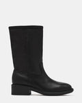 STRAY Black Leather Round-Toe Women's Boot | Steve Madden