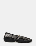 VICKEE Black Mesh Mary Jane Buckle Chunky Sole Women's Ballet Sneaker | Steve Madden